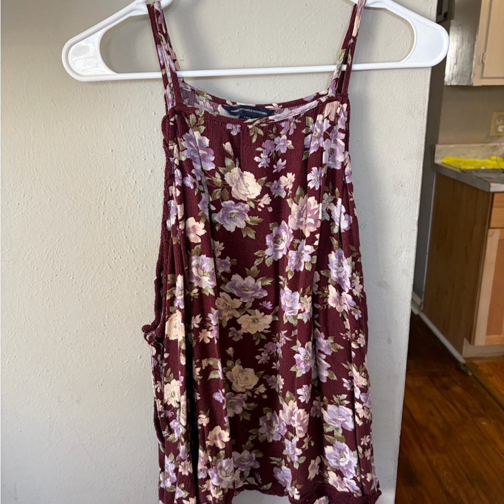 American Eagle Outfitters Burgundy Floral Tank